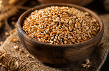 High‑quality wheat grains, rich in fiber and protein